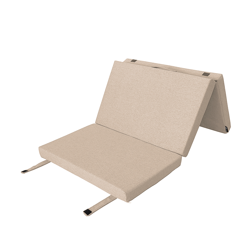 CUSTOM MADE FOLDING MATTRESS WITH HANDLE AND CLOSURE
